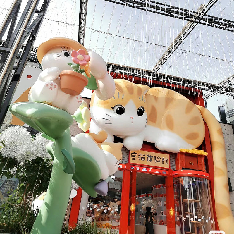 吉祥物卡通小熊玻璃钢雕塑商场景观奶茶店美陈拍照装饰开业大摆件