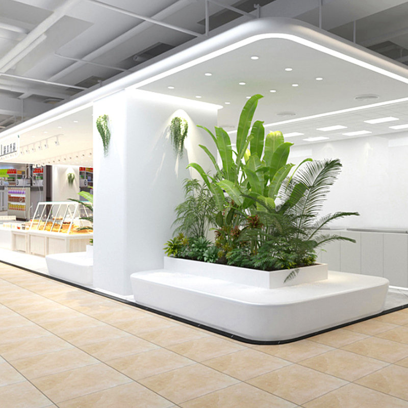 玻璃钢树池白色花池户外玻璃钢树池小区景观大型花池创意坐凳休闲
