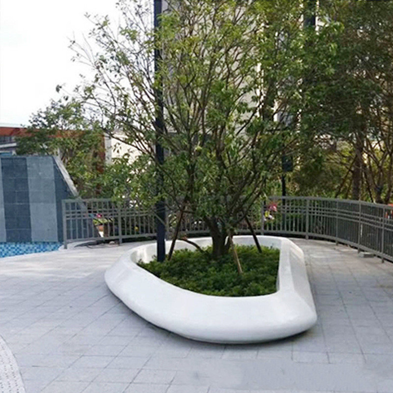 户外大型玻璃钢休闲椅商业广场公园景观树池酒店门口绿植花盆坐凳